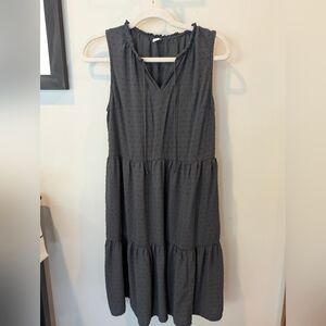 Old Navy Dark Gray Sleeveless Tiered Swiss Dot Maxi Dress